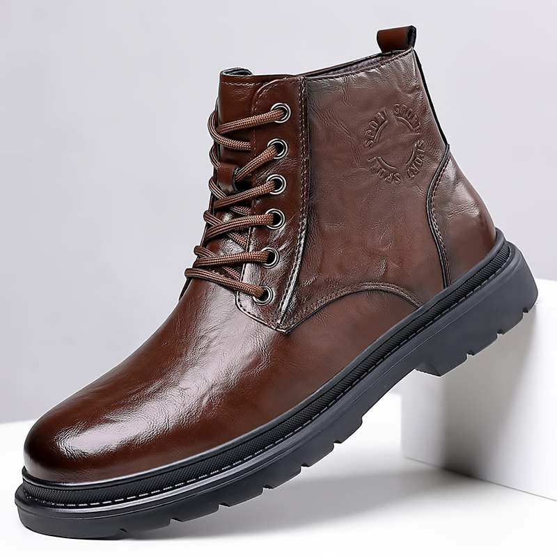 6363高帮鞋男休闲2025秋冬新款增高百塔马丁靴加绒保暖中帮皮鞋男