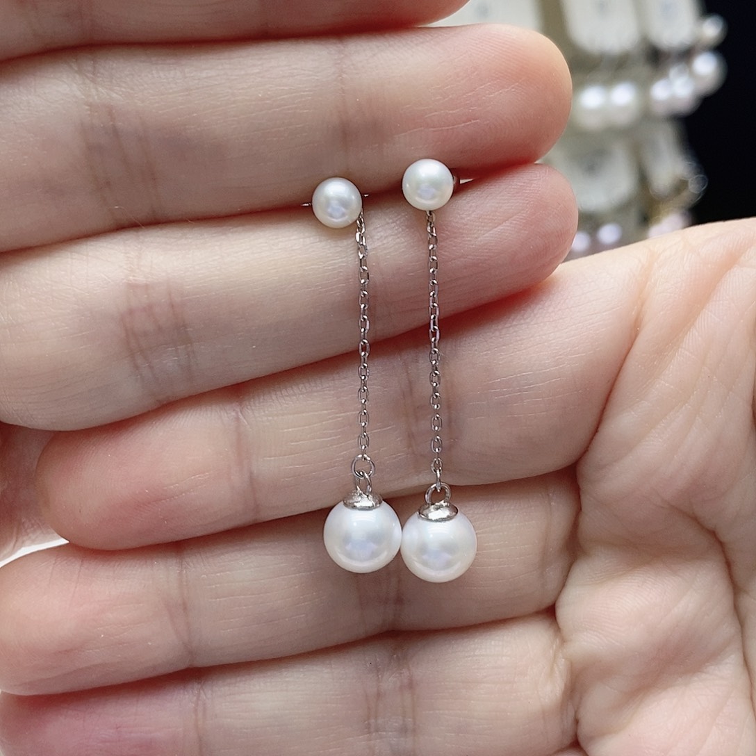耳饰淡水珍珠银S925镶嵌