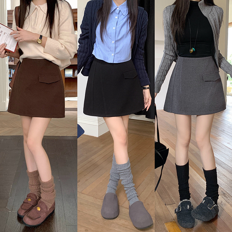 百搭气质显瘦a字短裙西装毛呢半身裙时尚2025秋冬新款胖mm大码女