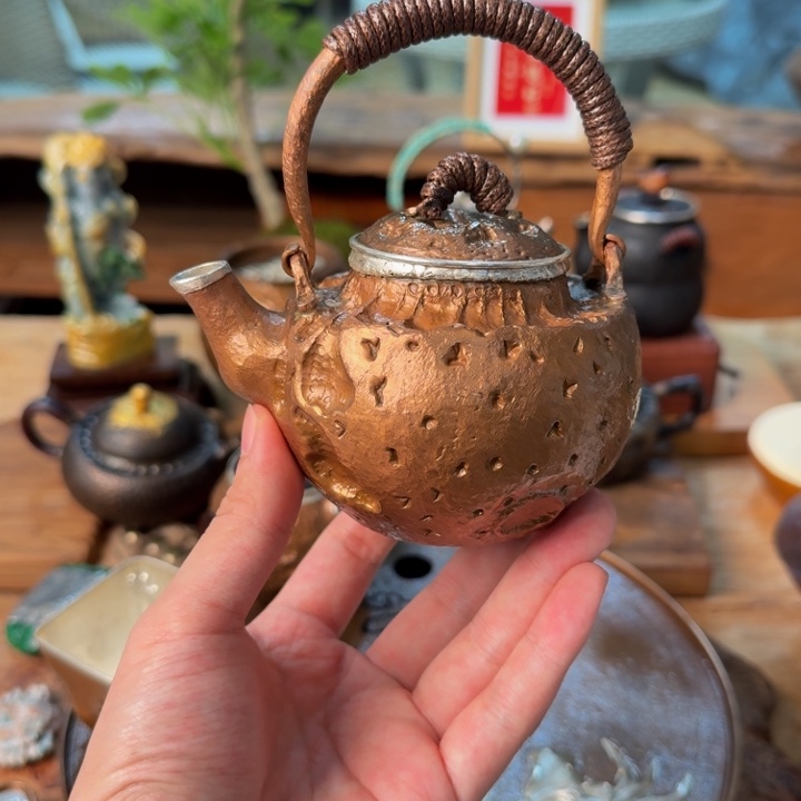 诧寂铜包银提梁泡茶壶285ml