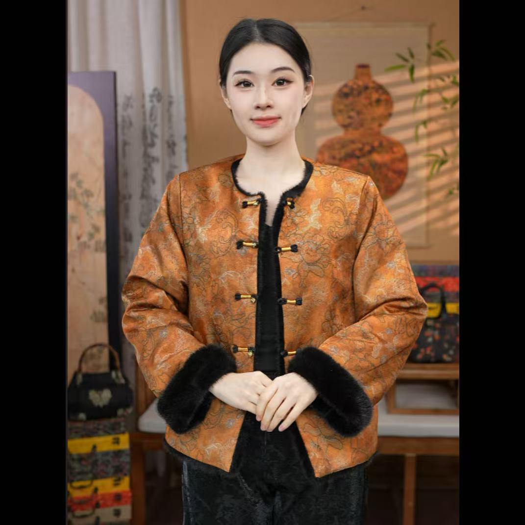【锦堂】冬新款双面双穿减龄加厚国风新中式外套女装