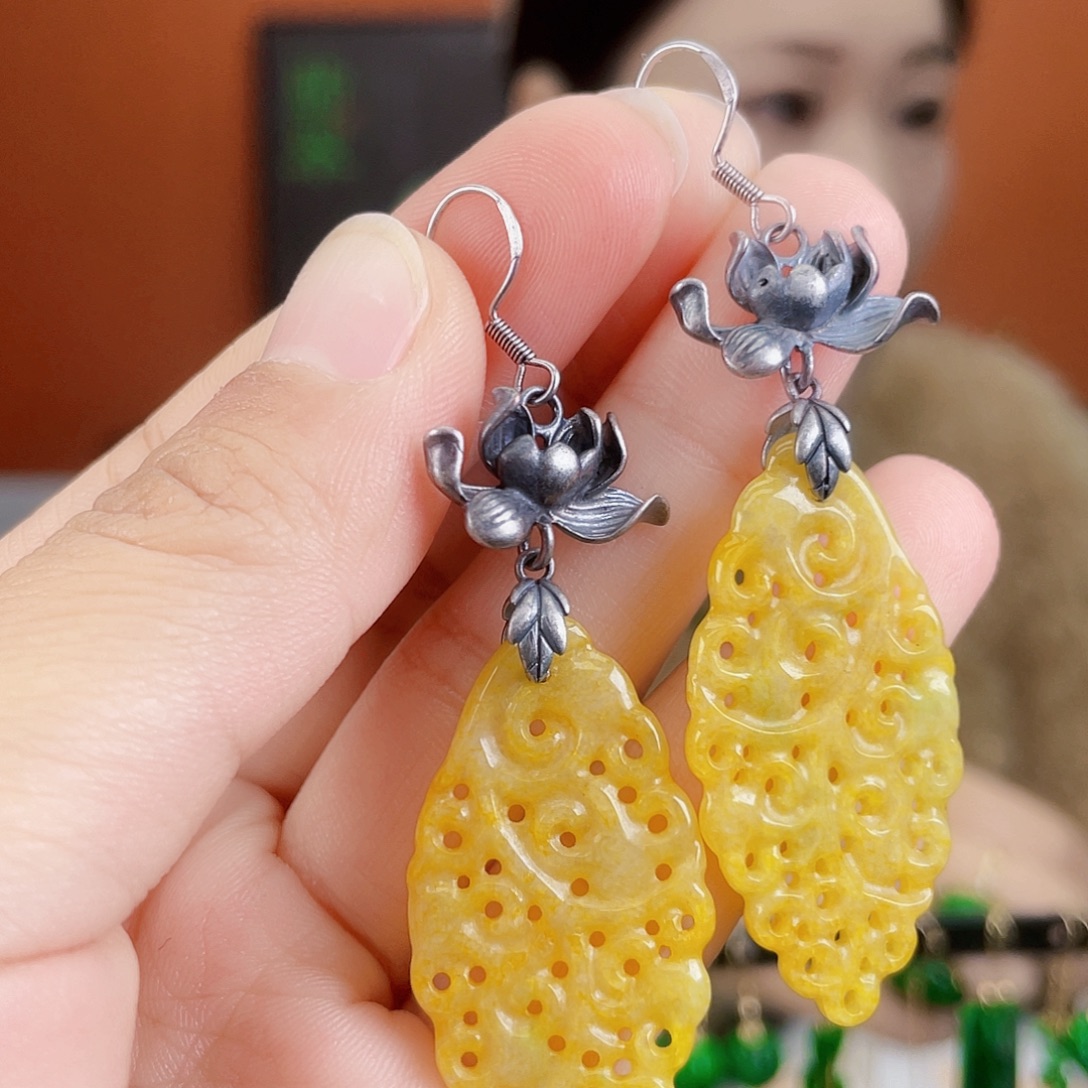 翡翠未镶嵌耳饰饰品