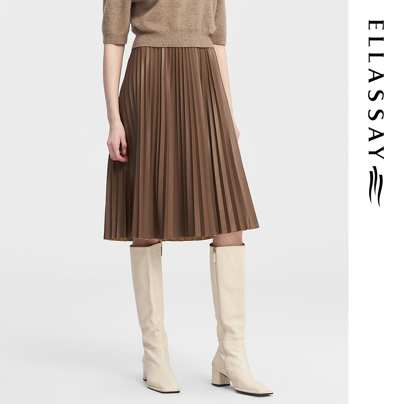 ELLASSAY歌力思垂坠感百褶裙半身裙女EWE344Q01300
