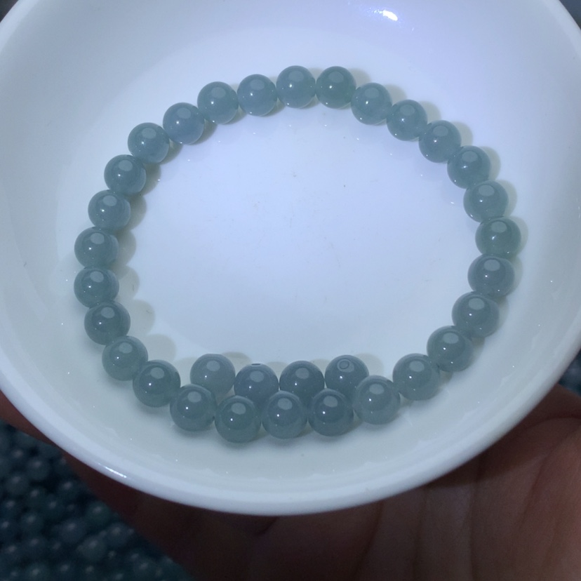 【闪购商品】翡翠手链未镶嵌卡7精品冰蓝水14颗 手链拍2单