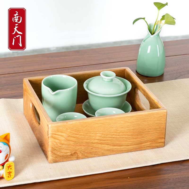 （小巧型托盘）南天门  北美白橡木四方盒小托盘钥匙盒23*21*8高