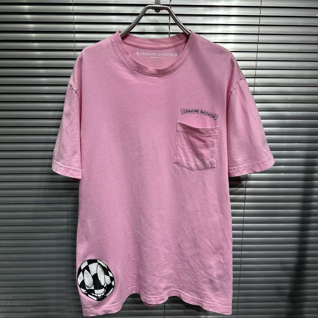 99新 Chrome Hearts/克罗心 x mattyboy 千眼系列粉色短袖 L码