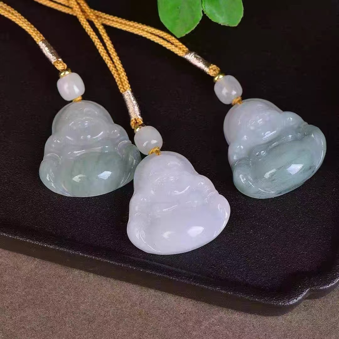 天然金丝玉天山翠大肚佛吊坠佛公项链毛衣链锁骨链百搭气质轻奢