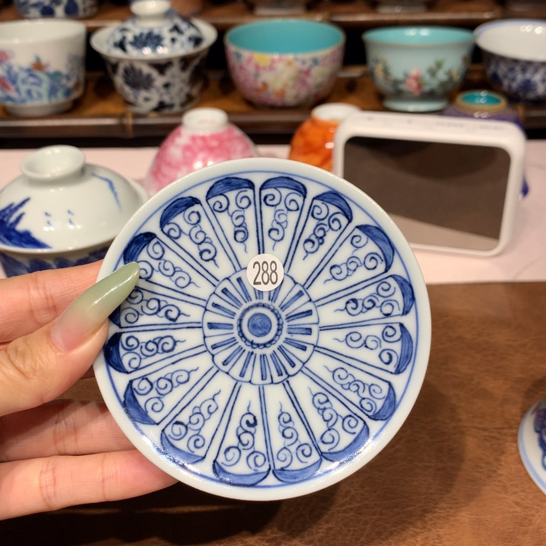 斓*288青花盖置一块鹅鹅鹅