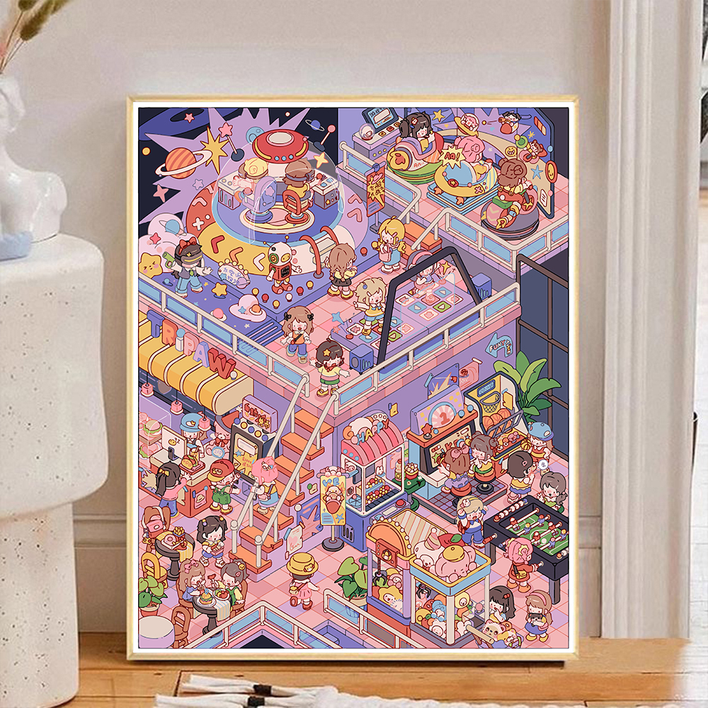 【VR电玩乐园】DIY数字油画插画系解压填色丙烯手工装饰画