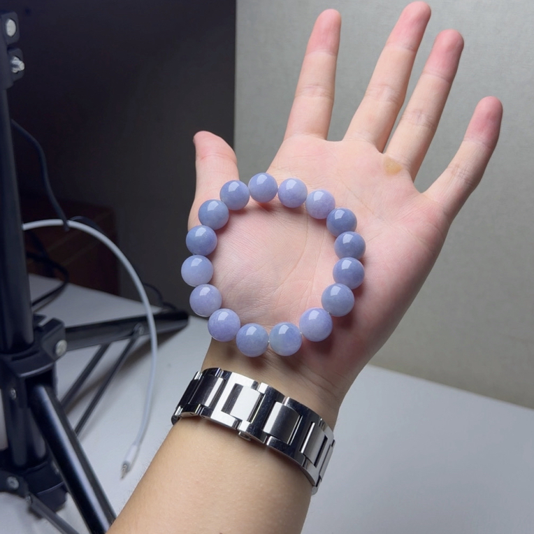 纯天然缅甸翡翠A货 卡13.1紫罗兰珠串手串（拍一发一）