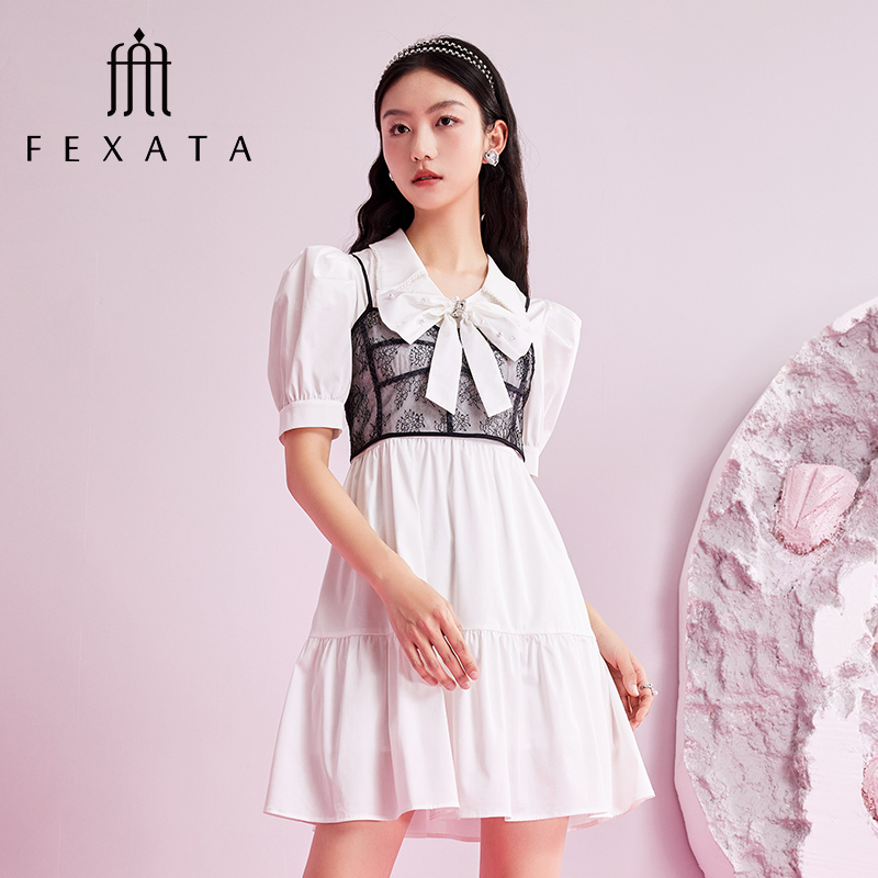【小北专属】FEXATA斐格思连衣裙甜美蝴蝶结a字裙子F32T0707