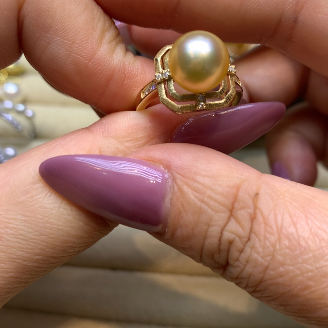 银S925镶嵌戒指海水珍珠