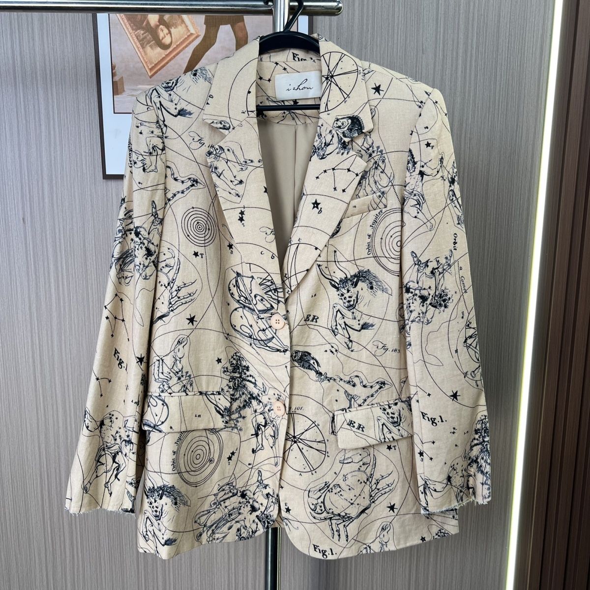 0052南油休闲女装秋季印花水墨宽松时尚气质西装外套西服撤柜新款