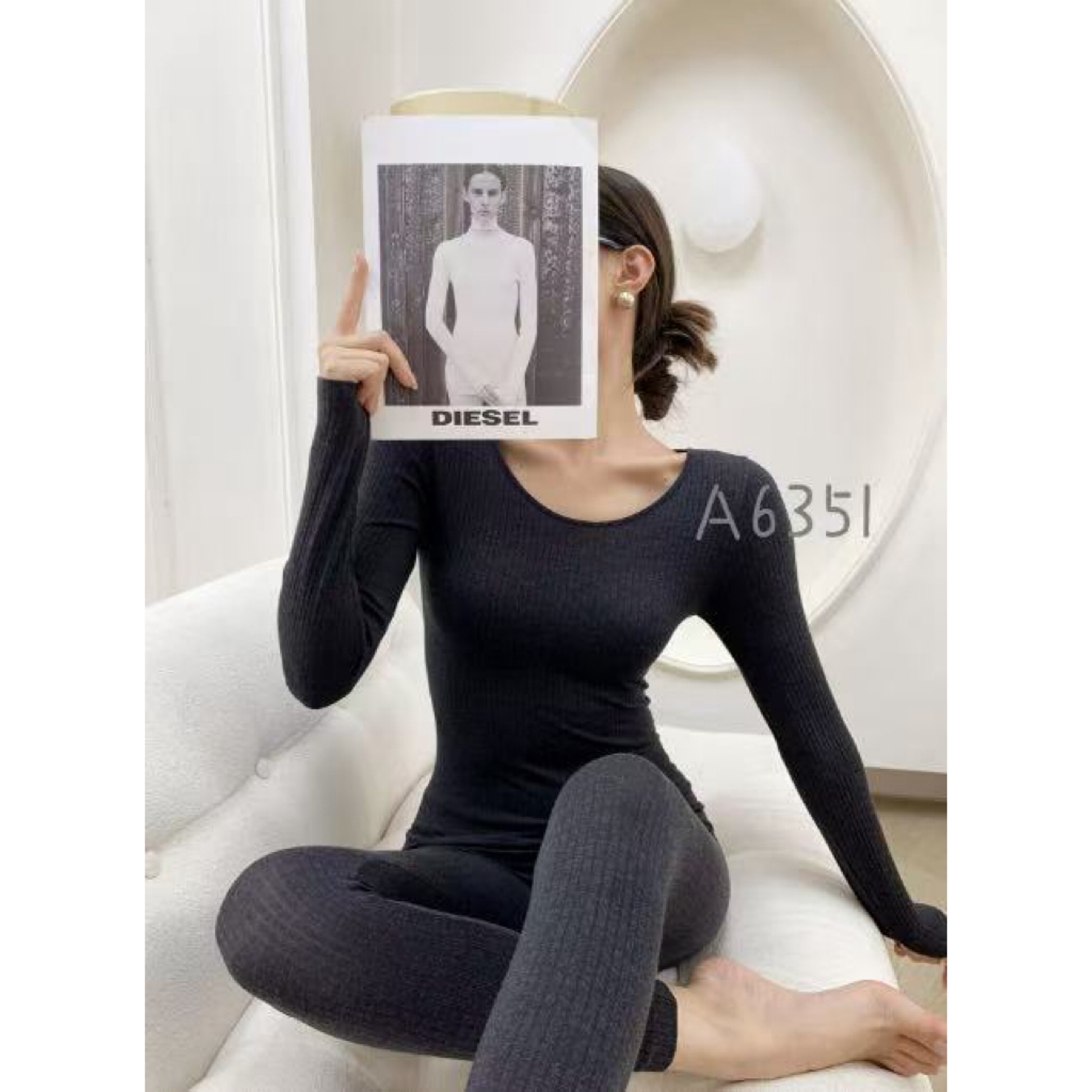 HW@6351 设计师 黑科技螺纹保暖秋冬套装 11-11