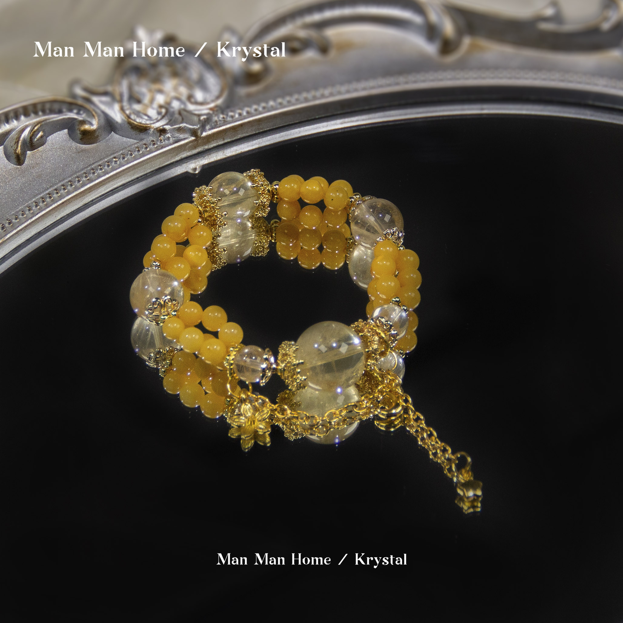 MMJ535【小黄豆】暖暖家天然蜜蜡黄水晶手链多样性发货 发其一