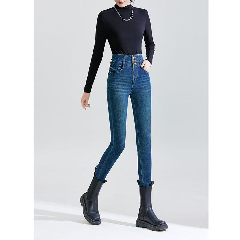 瑕疵9-9-1水果孤品断码加绒高腰简约小脚裤 铅笔裤