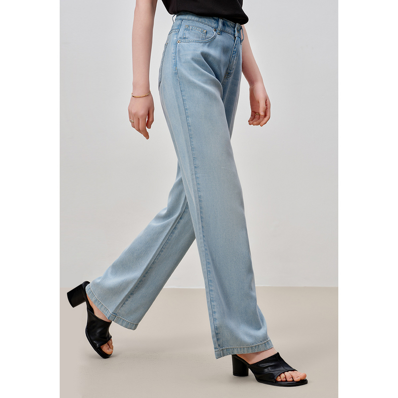 dunnu敦奴高腰显瘦阔腿裤水牛仔裤FT210103