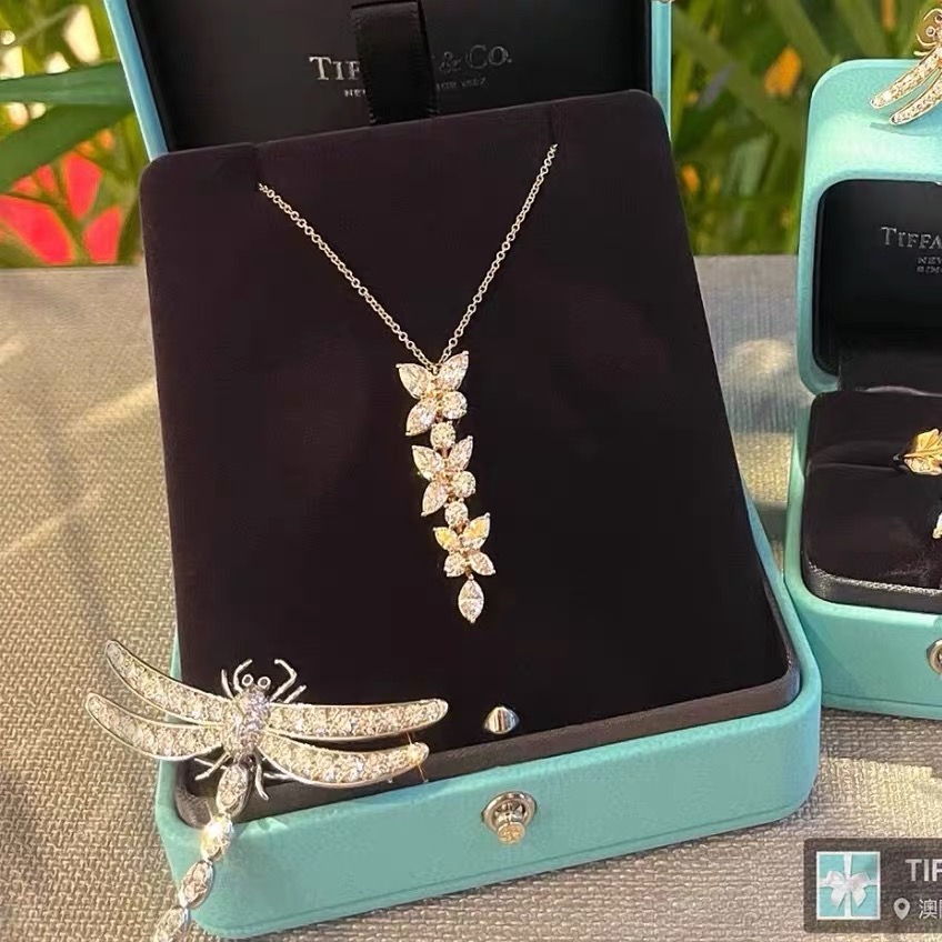 99新 Tiffany & Co./蒂芙尼 小花6欢 满钻花簇项链 18K玫瑰金