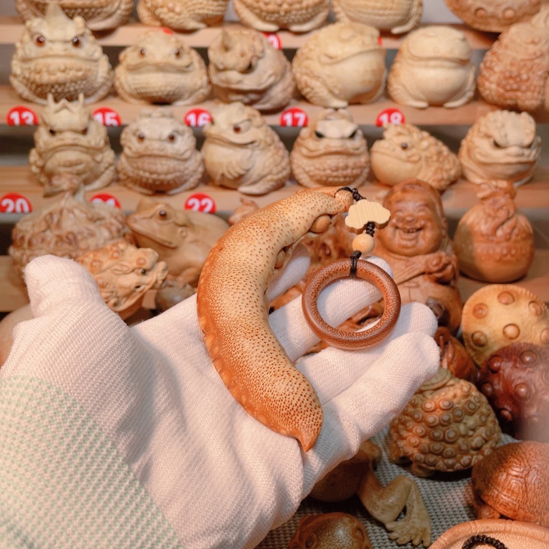 竹根雕5籽豆角手把件