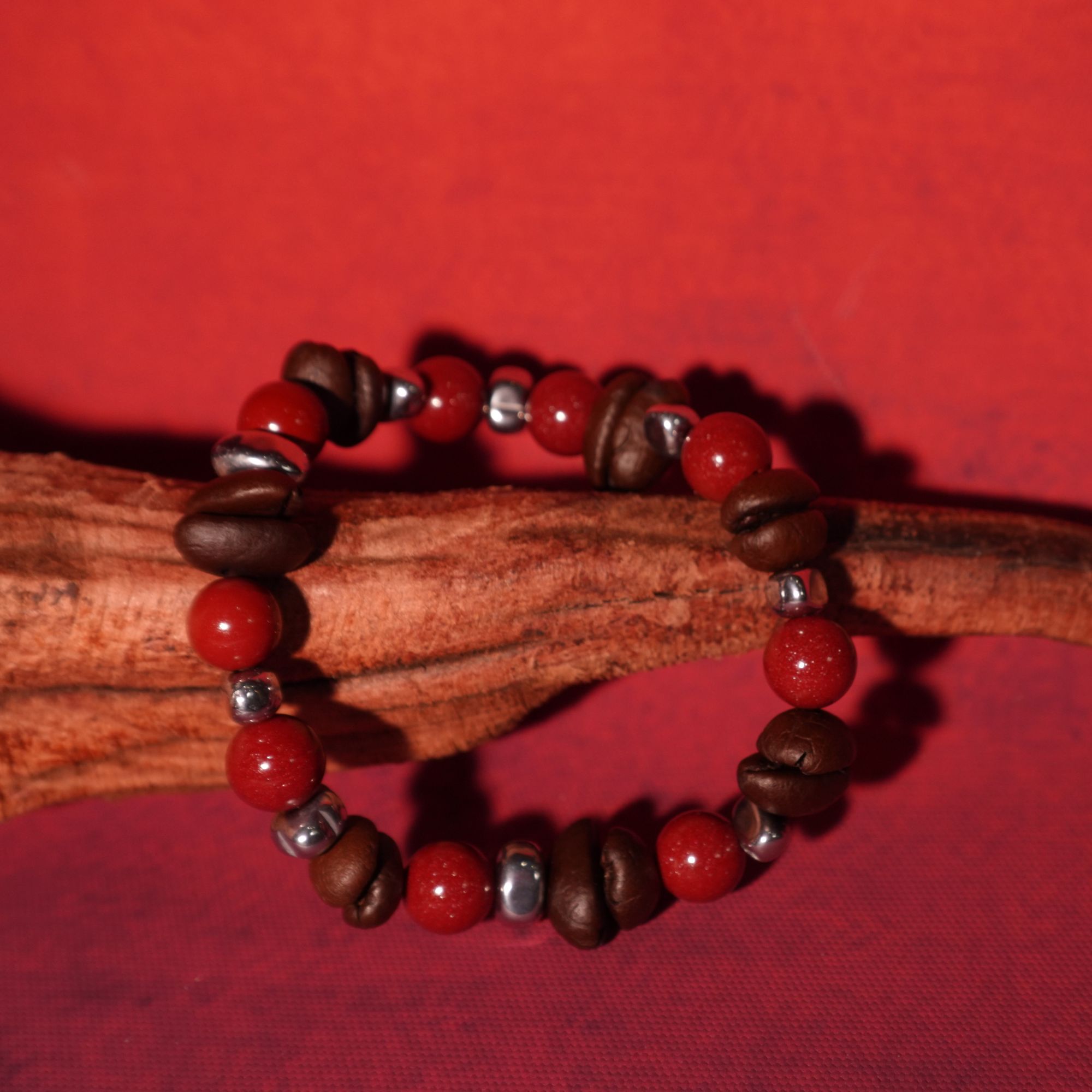 非金属仿水晶手链 咖啡豆手串*朱砂红*史尚逸最爱（五月新款）