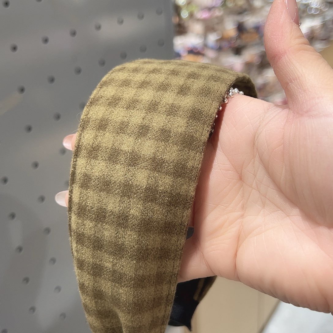 非金属绿色格纹发箍