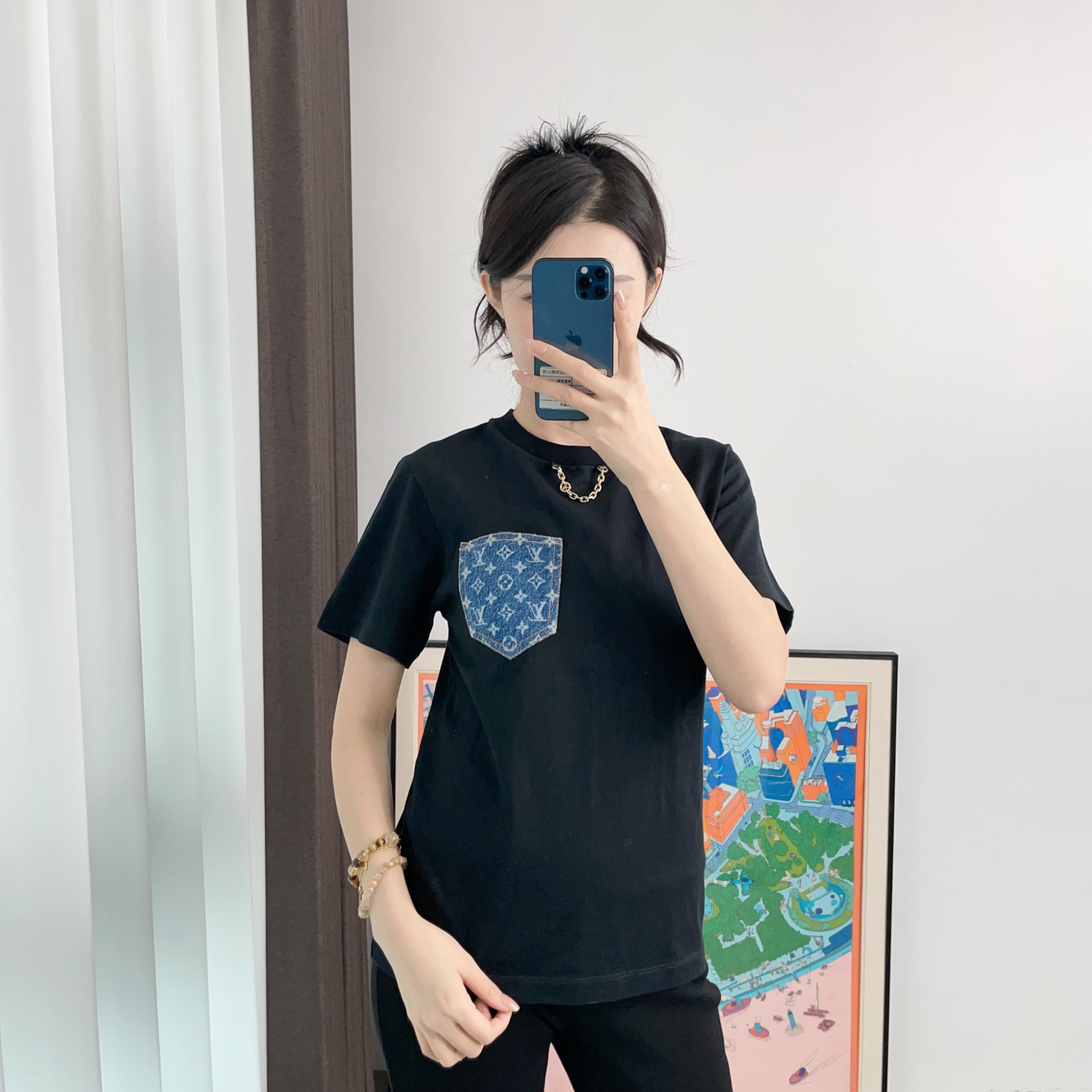 95新 LouisVuitton/路易威登 短袖S码黑色/251118ZXYAU01