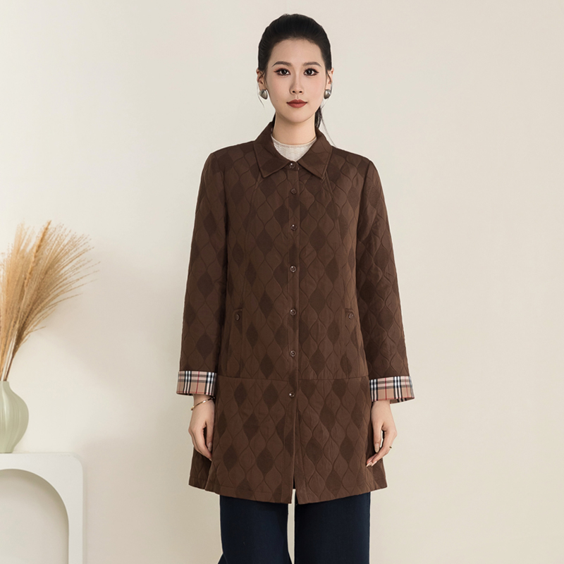 【骁涵】休闲风衣25秋新款翻领长袖气质显瘦中长款外套女K3F2550109