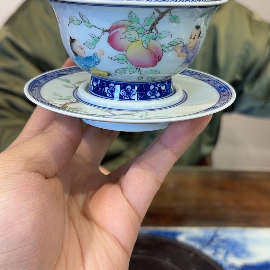 猪***飞噢噢童子三财盖碗