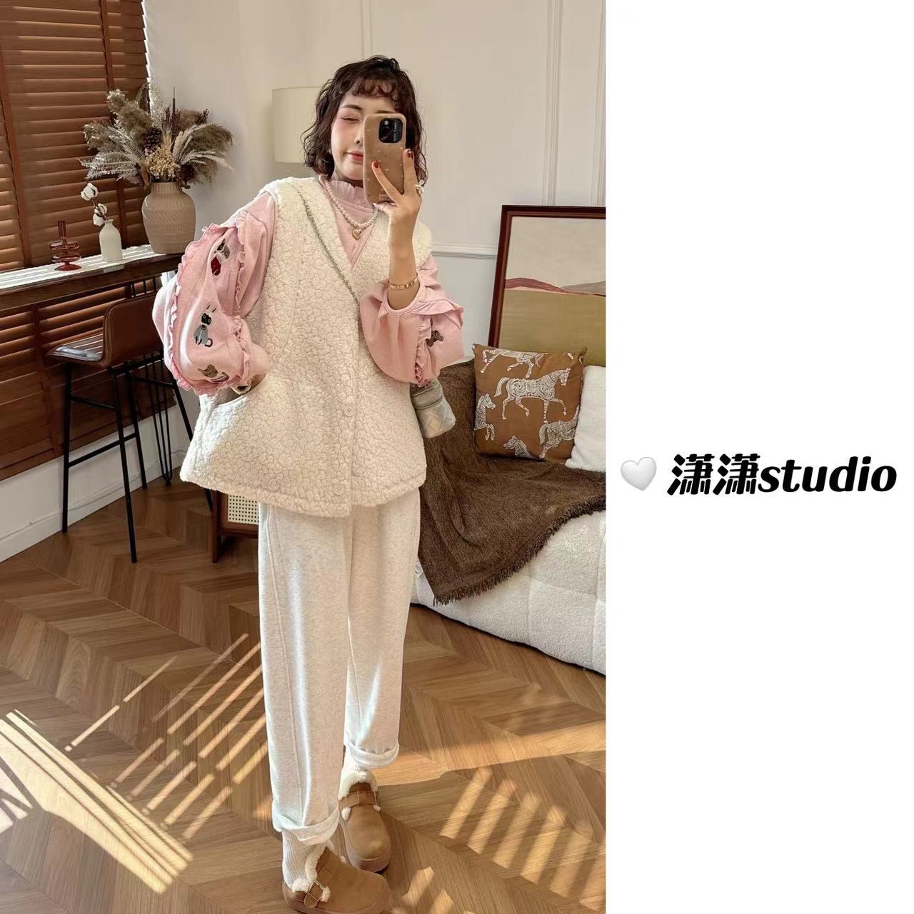 【超百搭】【不带胸针】潇潇定制加厚毛毛面料韩系保暖毛毛马甲XS2264