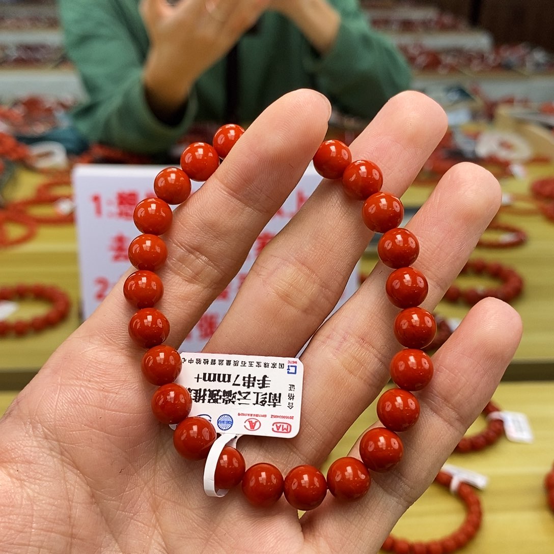南红玛瑙手串未镶嵌保山南红圆珠7mm+