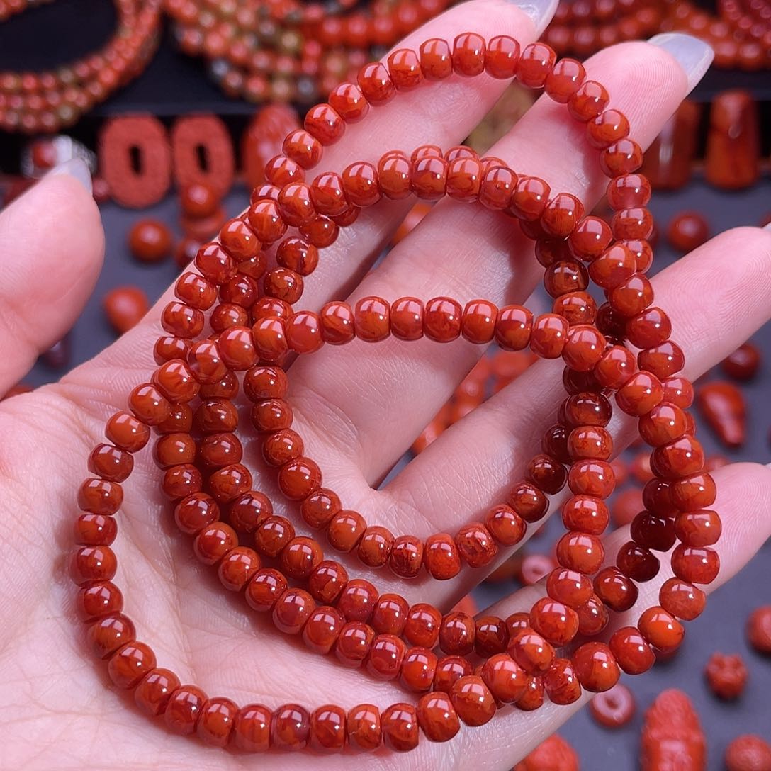 南红玛瑙未镶嵌火焰长串5.5
