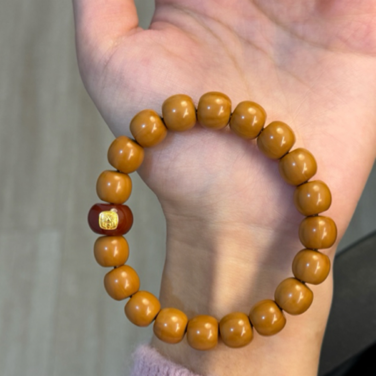 猴头搭配算盘珠单圈手串绕指柔盘玩串