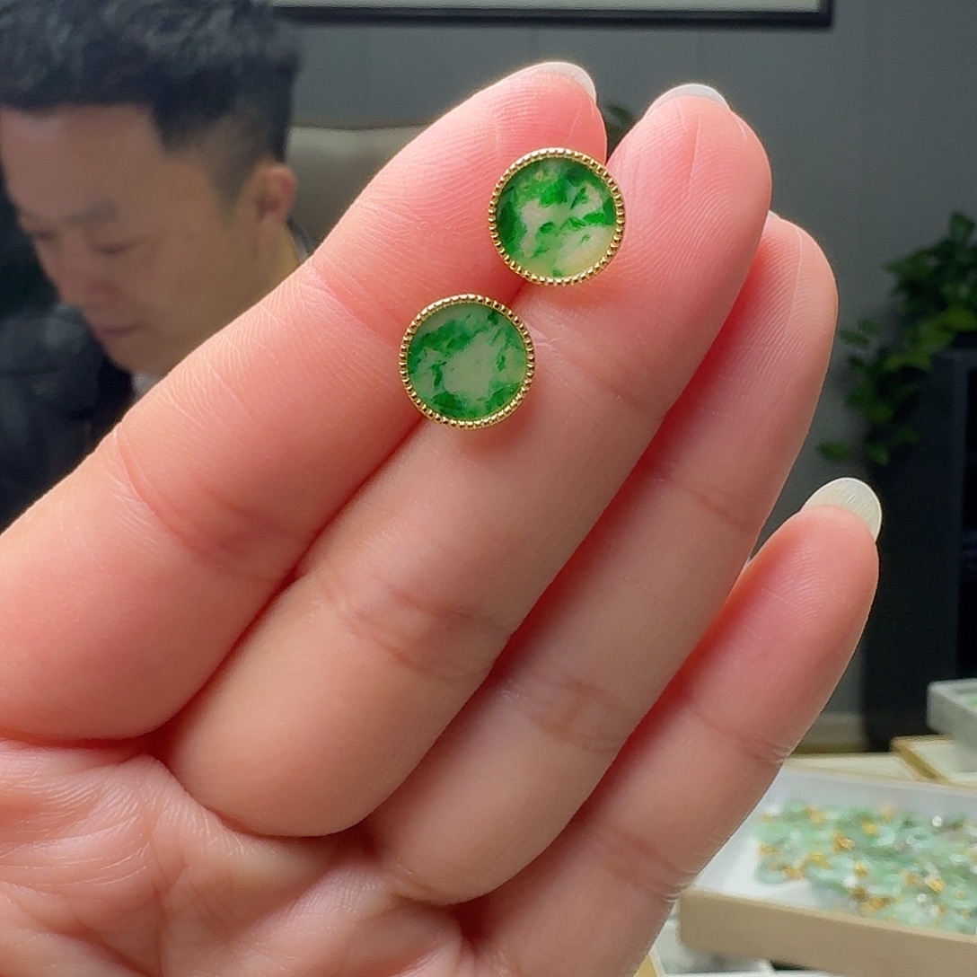 翡翠银S925镶嵌耳饰多样性发货其一