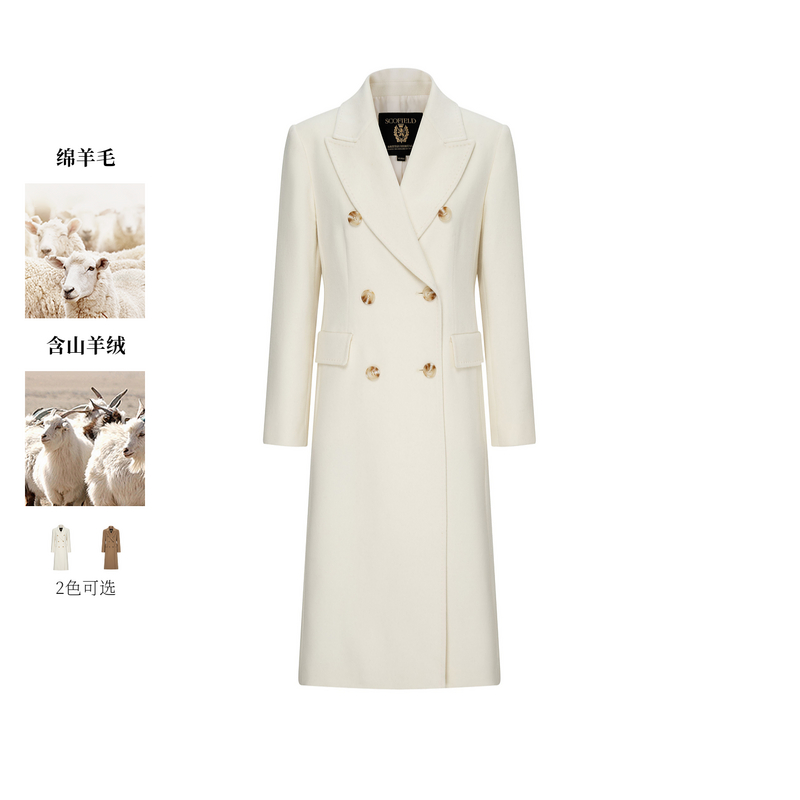 【绵羊毛+山羊绒】Scofield英伦双排扣大衣2025冬新品SFJWF4T020