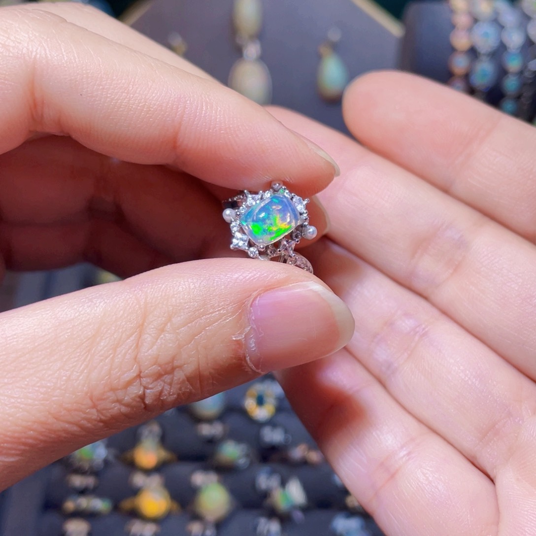 欧泊戒指）银S925镶嵌