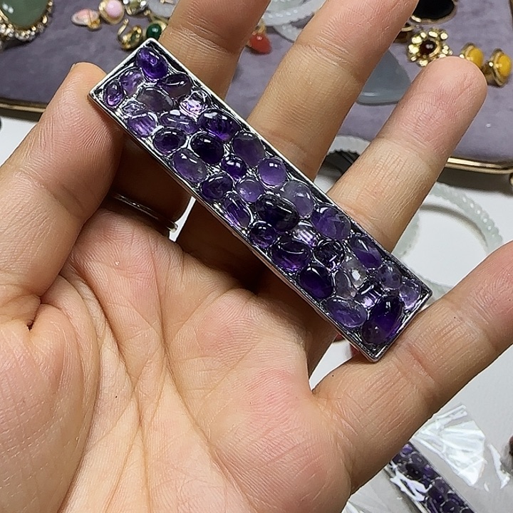 紫晶未镶嵌发饰发夹