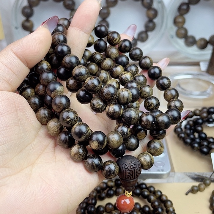 沉香手串滚*越南芽庄白奇玉化留疤嘤子