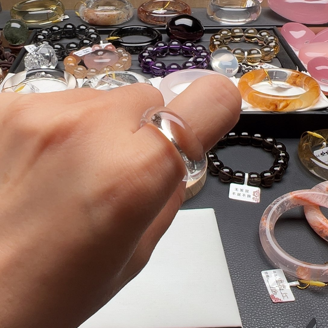 水晶戒指未镶嵌天然白水晶戒圈