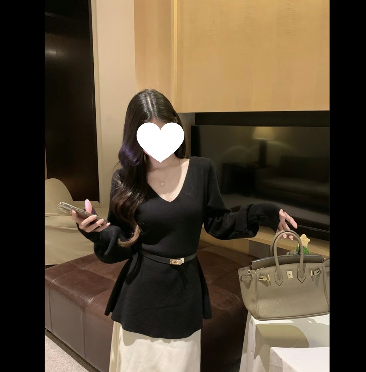 【送腰带】2025秋冬气质高贵收腰显瘦打底小众长袖T恤上衣（运补3-5）