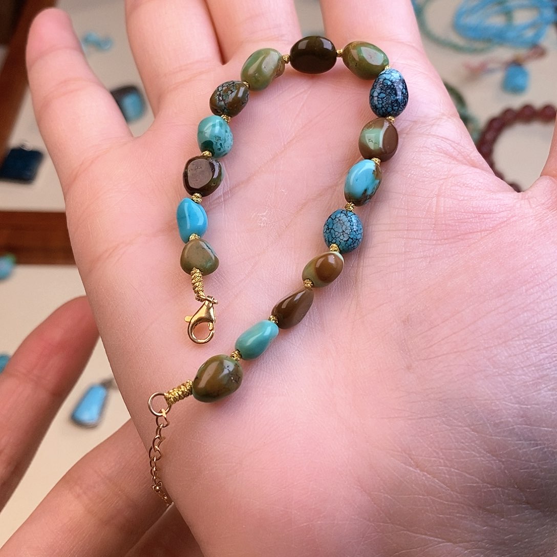 银S925镀金镶嵌绿松石珠宝奇石