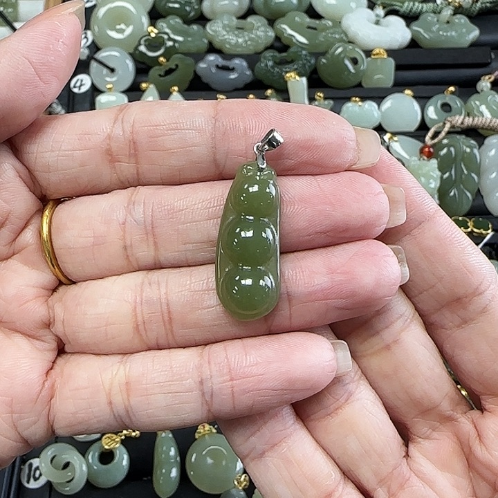 和田玉银S925镶嵌吊坠(不含链)