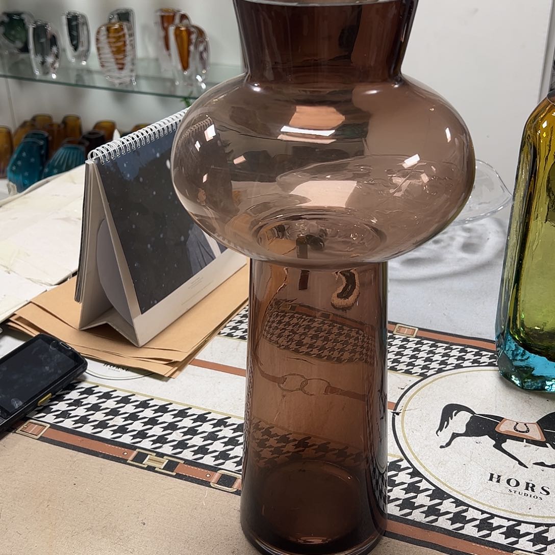 琉璃高42棕色琉璃花器