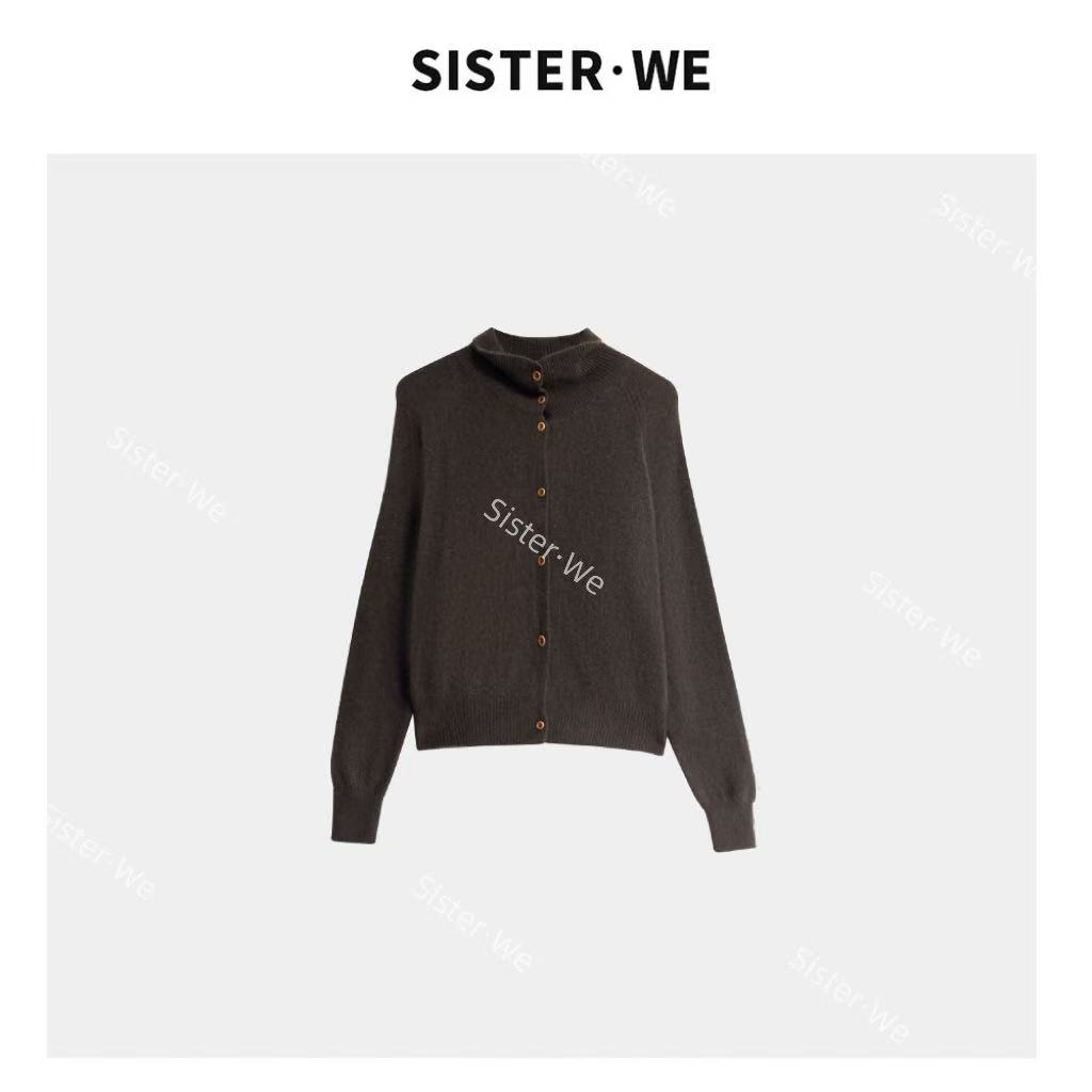 薇姐【既白】Sister·We单排扣立领针织毛上衣 2058