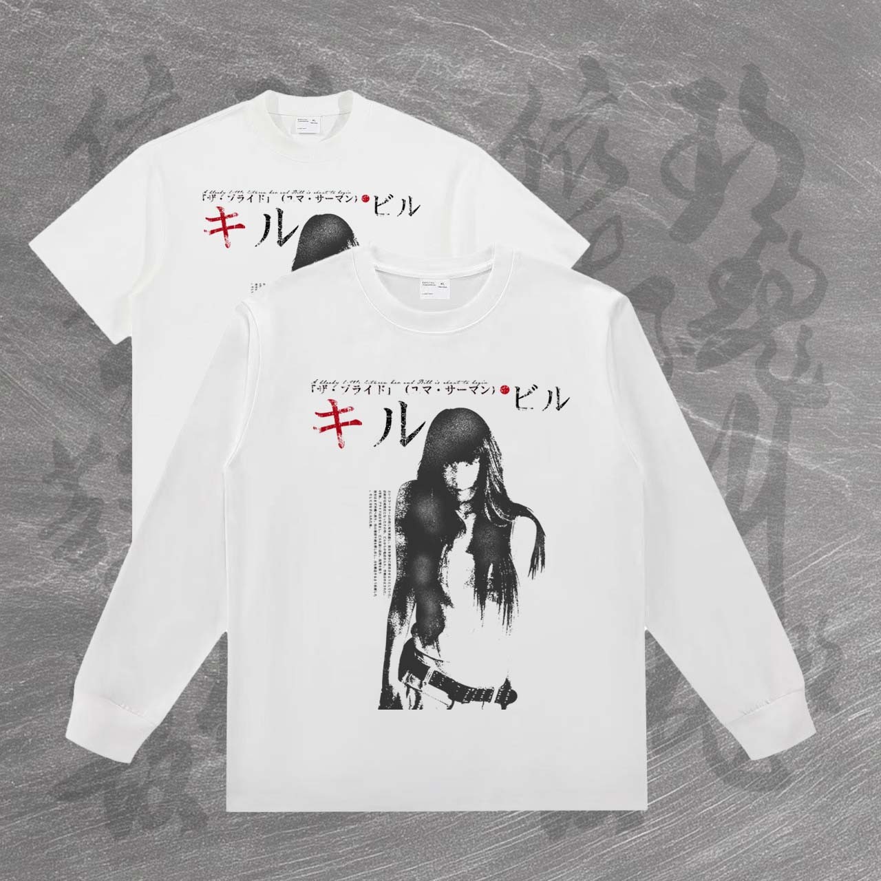 LZW[杀死比尔]数码直喷重磅烧毛处理宽松短袖 长袖03印花圆领纯棉