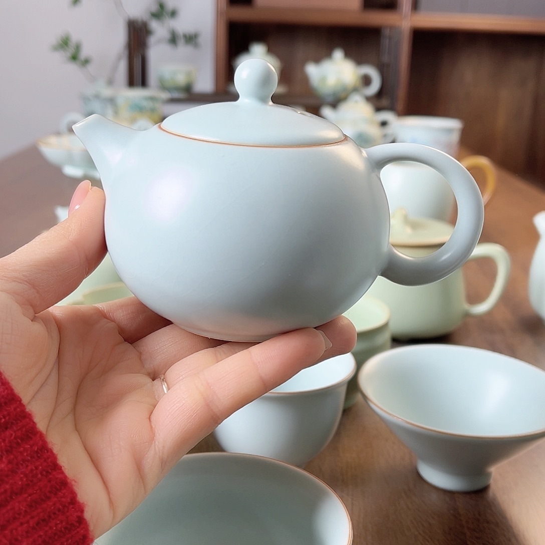 好*景仙南汝窑两个天青小西施