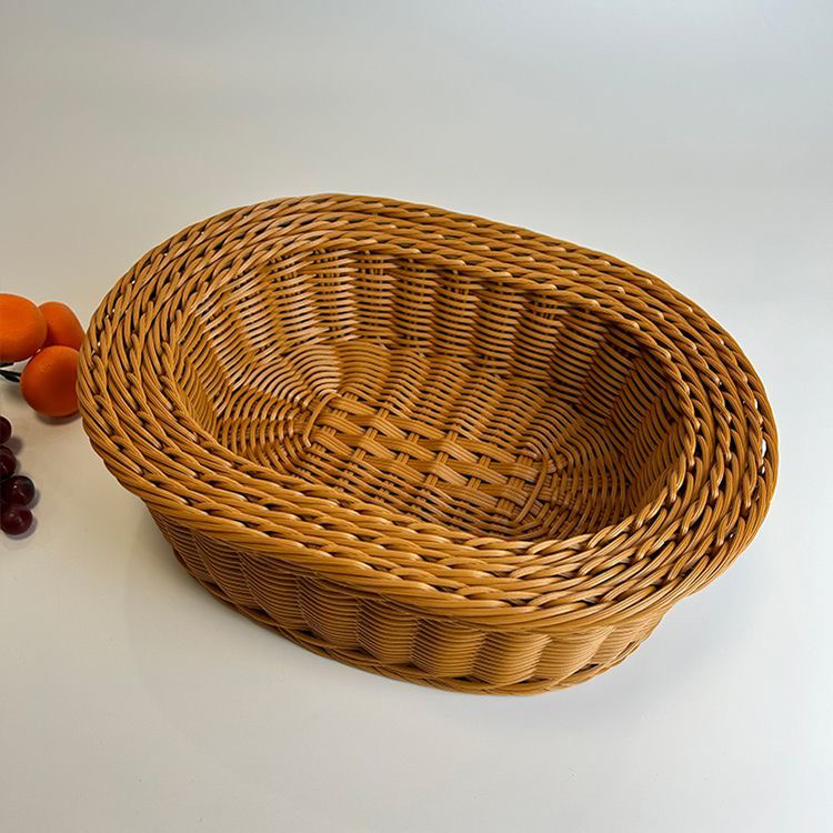 仿藤编织椭圆形零食盘糖果盘（椭圆形套三收纳筐）