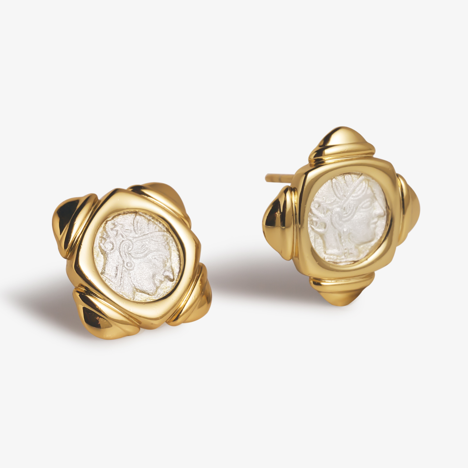 925银耳饰 复古做旧雅典娜古币猫头鹰耳钉百搭显贵老钱风耳饰