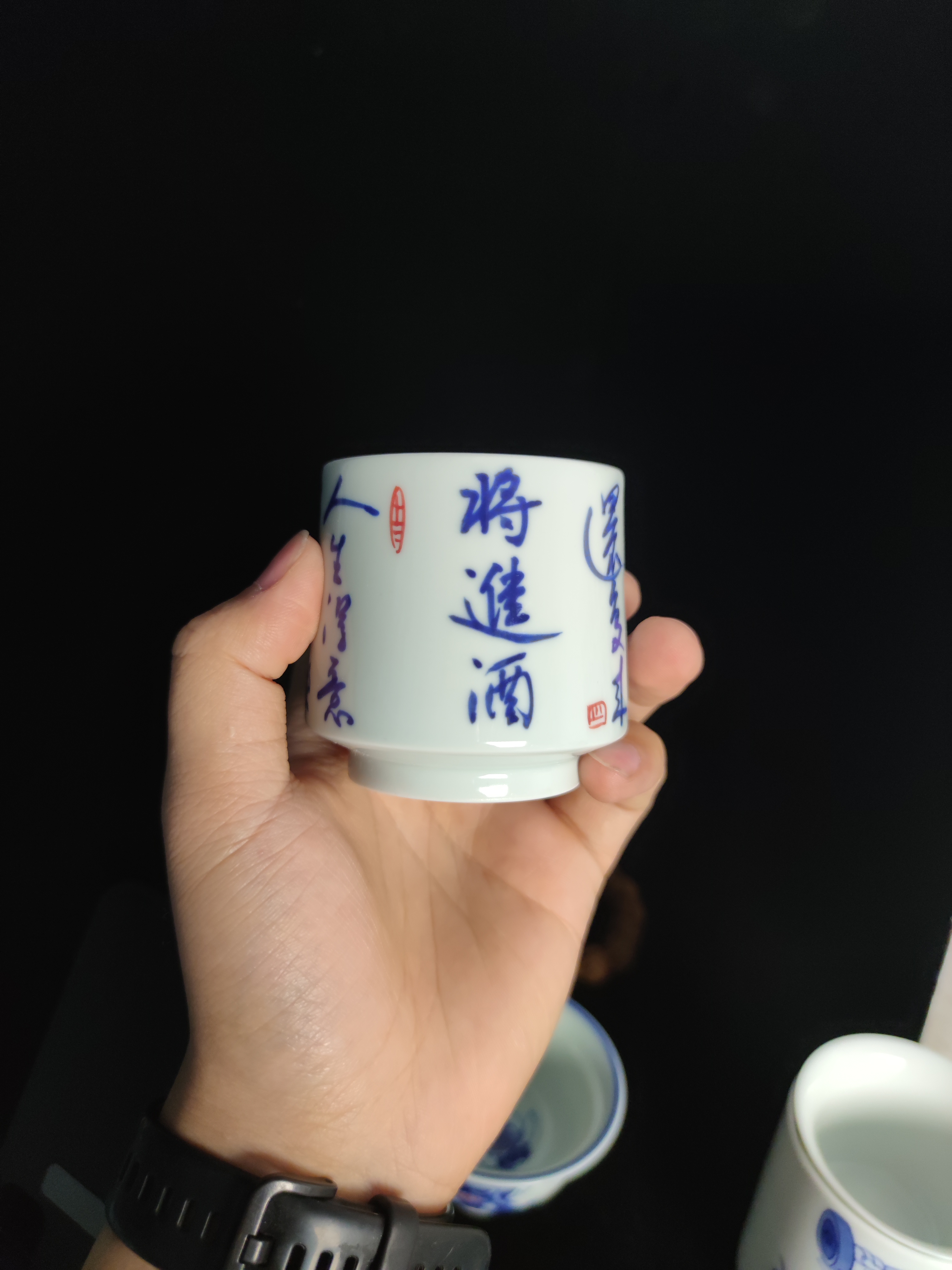 景德镇釉下青花字体主人杯