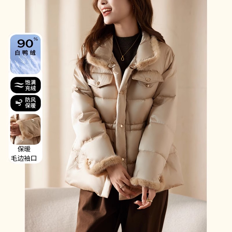新款妈妈装冬装羽绒服女洋气水貂时尚高贵加厚中老年女装外套
