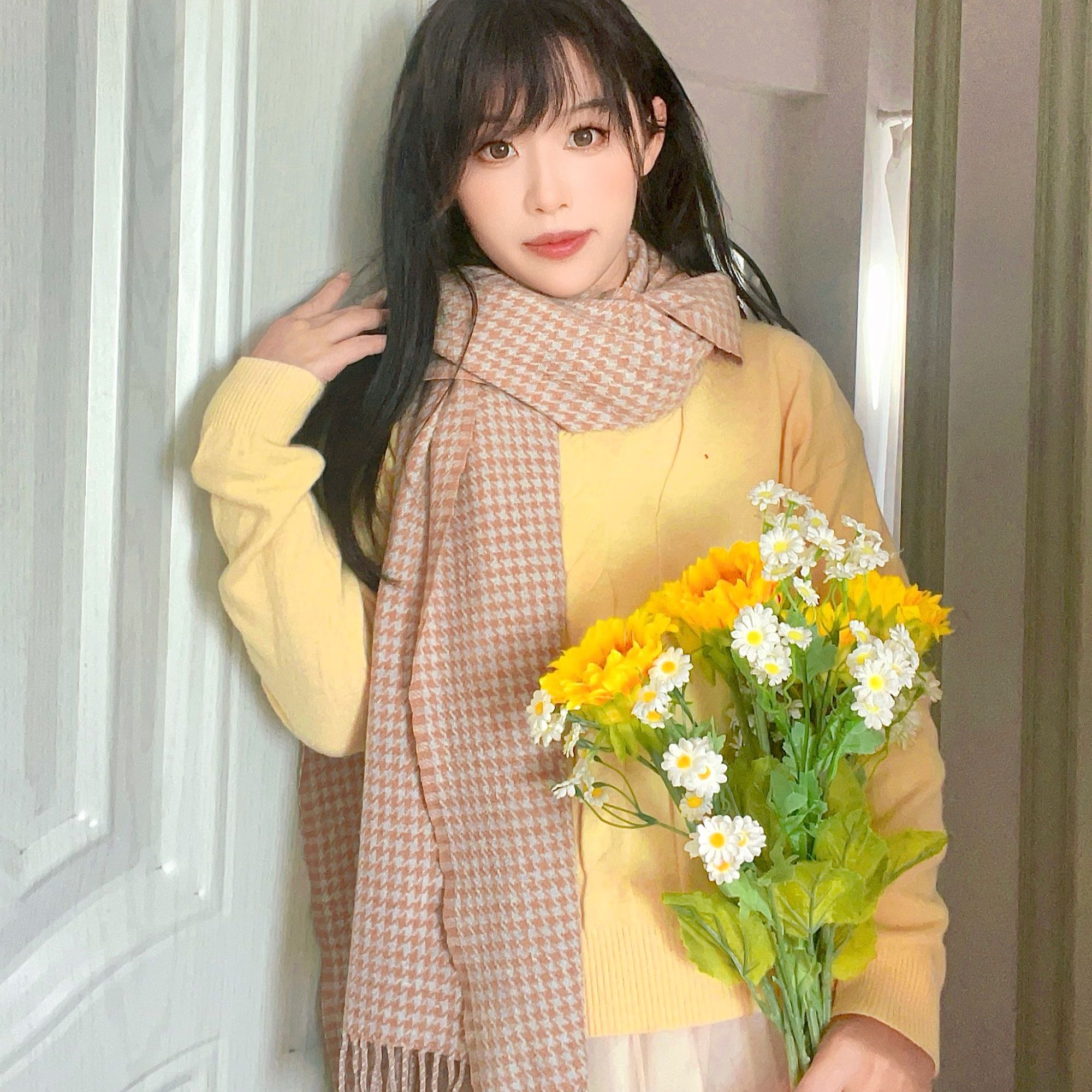 【外贸原单直播301-400】时尚百搭秋冬季长款韩版围巾格纹保暖格子